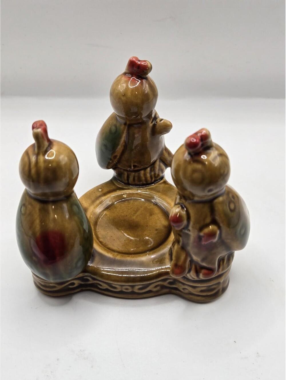 Retro Glazed Pottery Lady Bug Votive Candle Holder Hand Painted Kitsch Decor